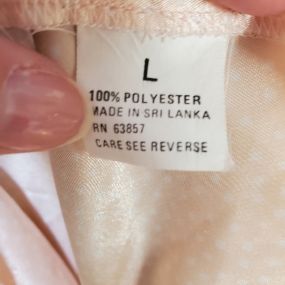 Vintage Katherine Camisole Slip Dress Sleep Top Satin Pink White Polka-d… - Picture 13 of 14